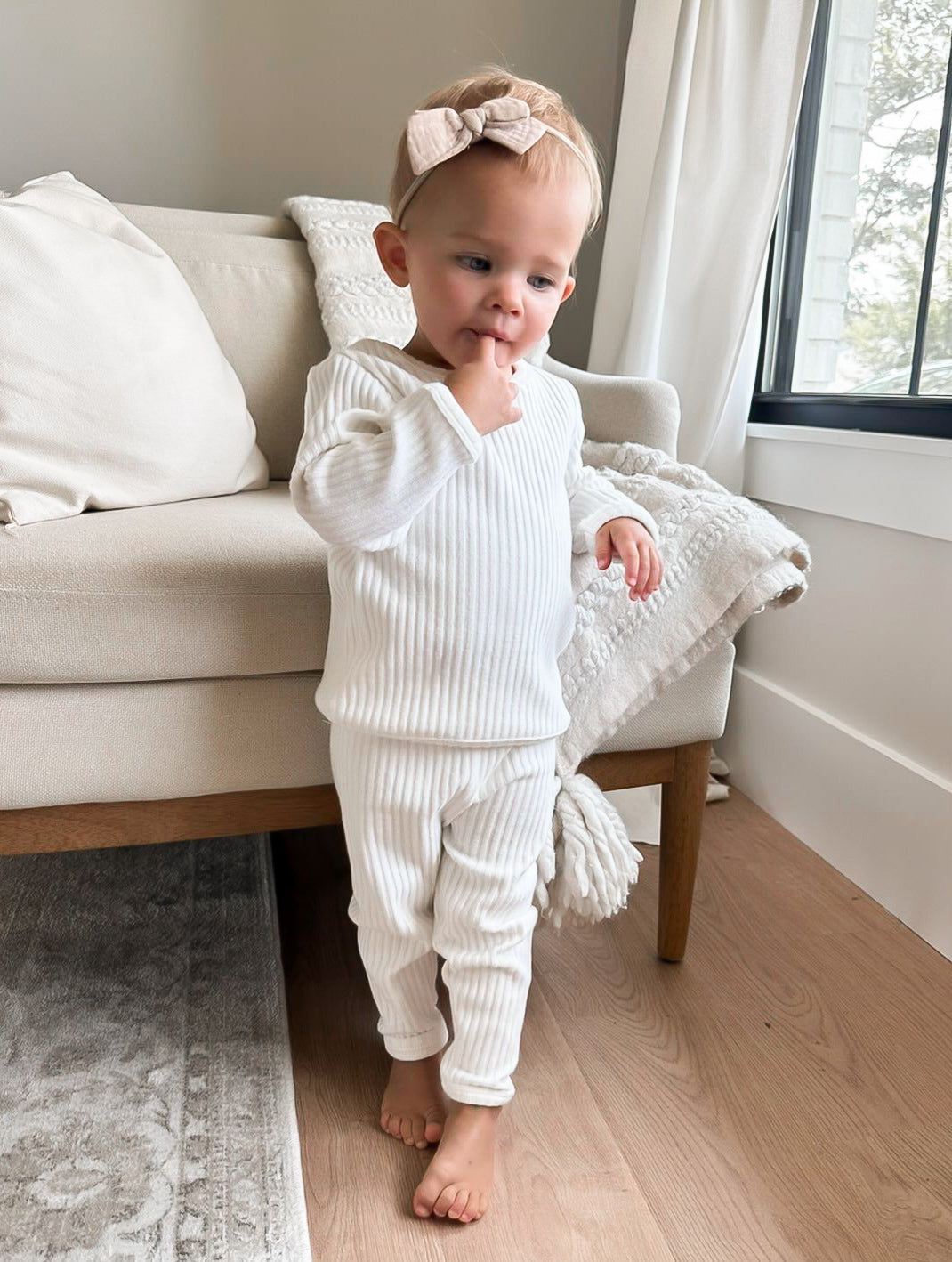 Ribbed Co-ord Lounge Set - Dove