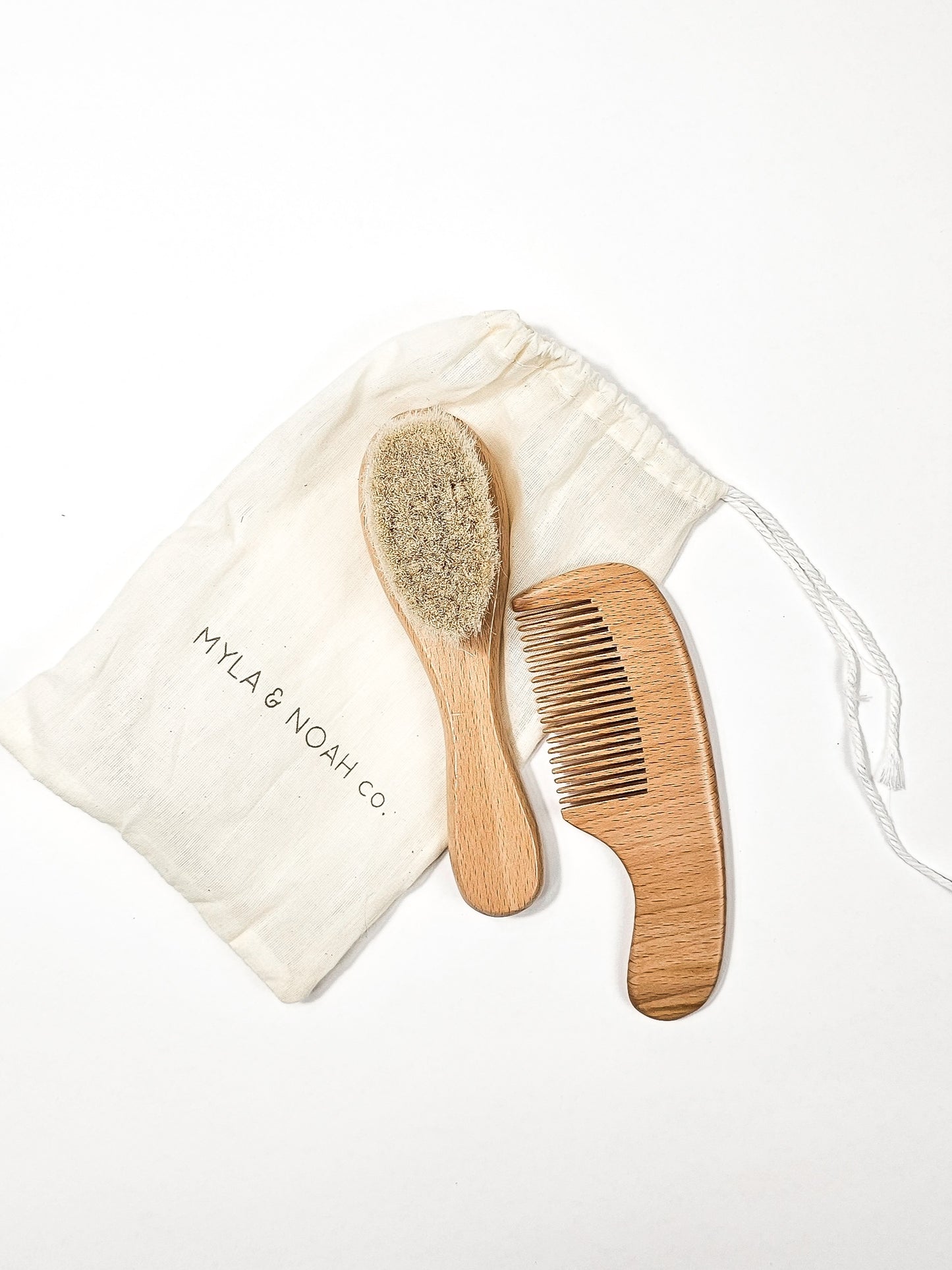 Bamboo Hair Brush and Comb Set