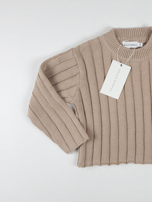 Organic Ribbed Sweater - Khaki