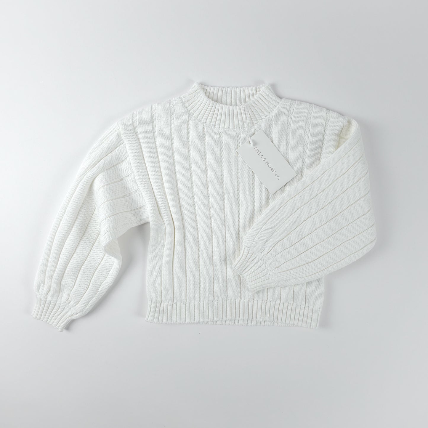 Organic Wide Ribbed Knit Sweater - Cloud White