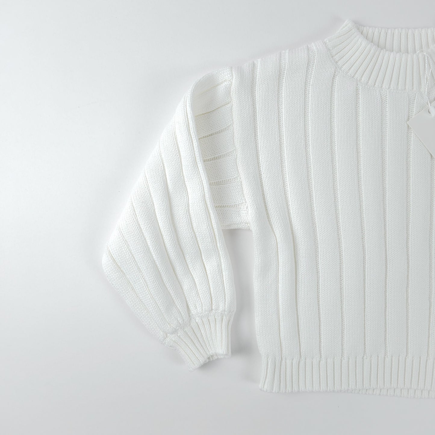 Organic Wide Ribbed Knit Sweater - Cloud White