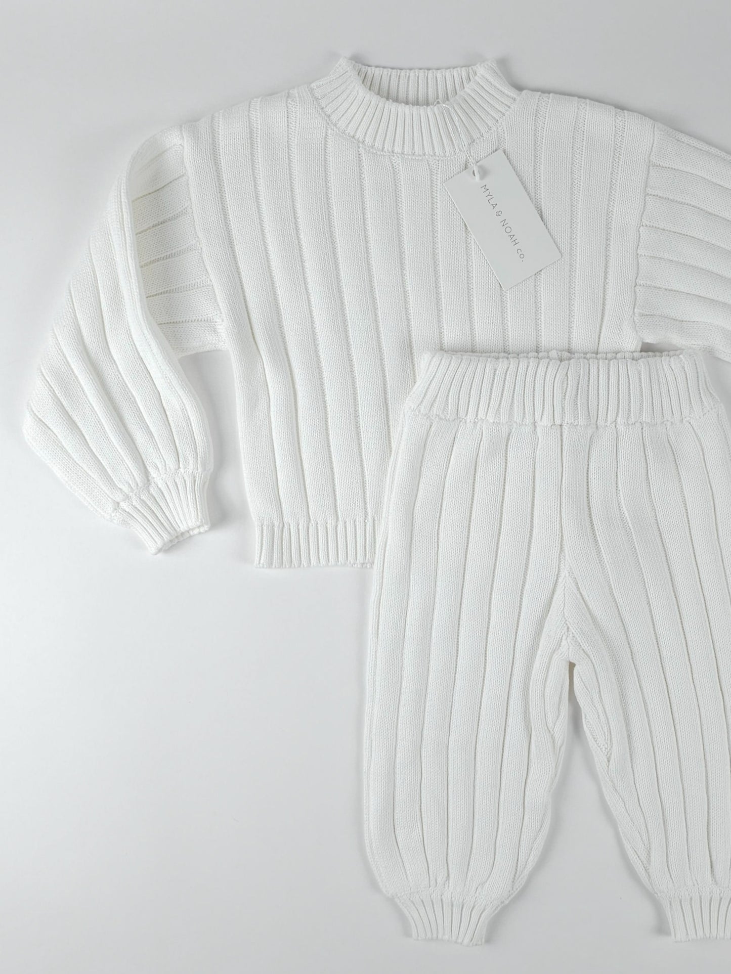 Organic Wide Ribbed Knit Pant - Cloud White